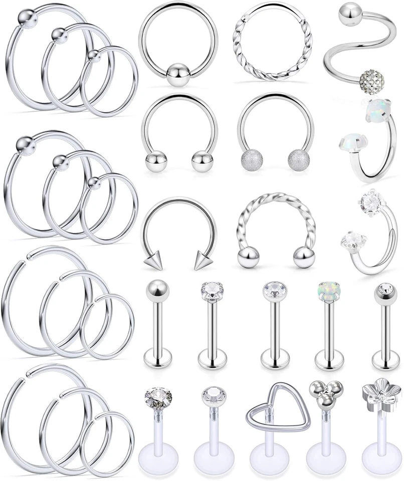 Pendientes de cartílago 16G tachuelas hélice delantera tragus pendientes aros 316L quirúrgicos S Foto 1 de 4