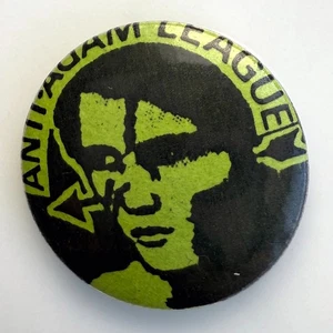 RARE Vintage 1980s Adam & the Ants button Pin ANTI ADAM LEAGUE 1" green badge - Picture 1 of 2