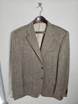 Chaqueta Corneliani Espiga Reino Unido 46/48 Lino Seda y Algodón Marrón Blazer XL/2XL Foto 1 de 4