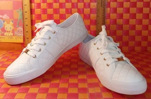 Zapatillas, GBG Los Angeles, ribete metálico blanco y dorado, Mujer: 10M, Nuevas - Imagen 1 de 16
