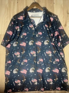 Grunt Style Men’s XL American Eagle Flag AK Polo ALL OVER PRINT - Picture 1 of 8