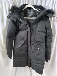 Abrigo Chaqueta Parka Noize Negro Acolchado Libre de Crueldad Piel Sintética Capucha Para Mujer Pequeña - Imagen 1 de 15