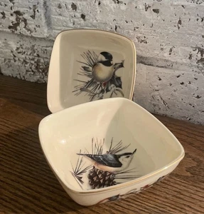 2er Set Lenox Wintergrüße quadratisch 4" Soßen-/Dip-/Nuss-/Beilagenschalen - Bild 1 von 5