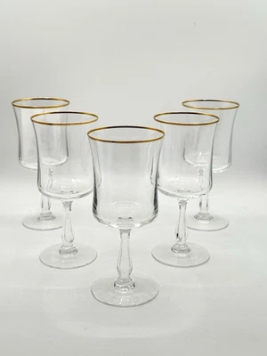 Juego de 5 copas de vino Noritake HERITAGE CLEAR con adornos dorados Foto 1 de 4