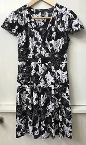INC International Concepts Black White flower print short Dress PS Petite Small - Picture 1 of 3