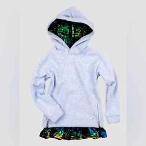 Appaman Girls Light Blue Hoodie Sweatshirt w/ Zip Vents Metallic Skirt/Liner 10 - Picture 1 of 7
