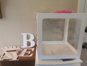 4 See Through Celebration Boxes with Letters & Balloons - Picture 1 of 4