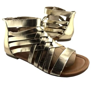 Torrid Gold Metallic Gladiator Sandals Faux Leather Back Zipper Womens Size 9W - Picture 1 of 9