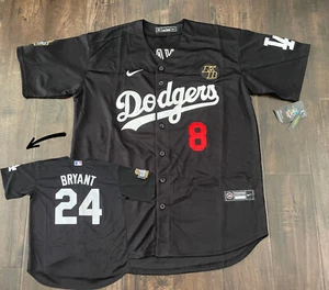 NEW LA DODGERS KOBE BRYANT Jersey BLACK #8 #24 Throwback Hardwood Black Heritage - Picture 1 of 4
