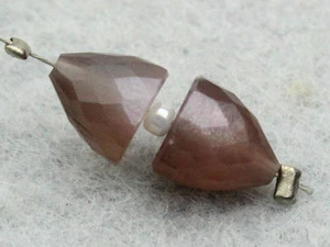 AAA Natural Chocolate Moonstone Smooth Plain Fancy Gemstone Pair Beads - Picture 1 of 3