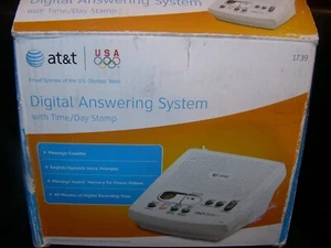 Sistema telefónico contestador digital AT&T 1739 sello de hora y día blanco - Imagen 1 de 3