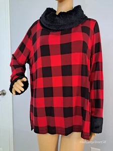 Buffalo Plaid Fleece Pull-over Top. Cato, XL. Long Sleeves. Sissy Fem CD Trans - Picture 1 of 10