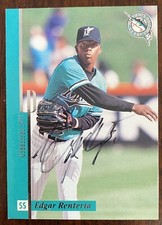 Edgar Renteria Auto Signed 1996 Leaf Preferred #142 Florida Marlins