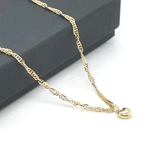 Herzförmiger Damen-Anhänger 9 kt Gelbgold 18 Zoll Singapurkette Halskette neu - Bild 1 von 7