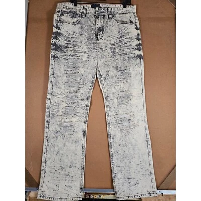 Jeans vintage de punto azul para hombre 36x32 calce ajustado mezcla de algodón denim Foto 1 de 4