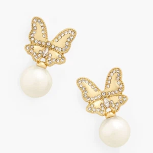 NWT Talbots Women’s BUTTERFLY PEARL Stud Earrings IVORY Jewelry - Picture 1 of 2