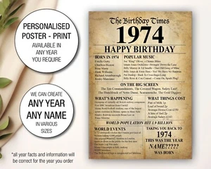 1975 50. Geburtstag Geschenkidee Poster Druck Back In Edition Meilenstein 36 - Bild 1 von 1