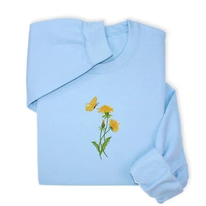 Dandelions Embroidered Hoodie & Sweatshirt, Floral Wildflower Gift Unisex - Picture 1 of 50