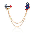 Astronaut & Rocket Enamel Pins Chain Costume Jewellery Jacket Badge Brooch Gift