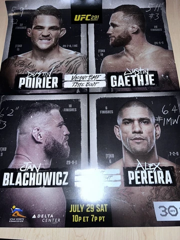 UFC 291 Poirer vs Gaethje 2 Official Fight Poster - 7 Poster Lot Cover