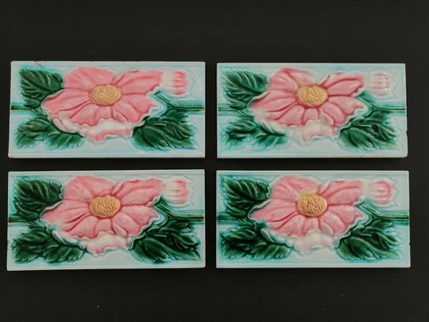 Antique art nouveau tile,majolica tile Cover