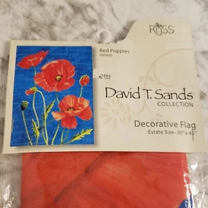 David T. Sands Collection by Russ "Red Poppies" Estate Flag 30" x 43" - Picture 1 of 3