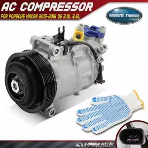 A/C Compressor w/6-Groove Pulley for Porsche Macan 2015 2016 2017 2018 3.0L 3.6L - Picture 1 of 10