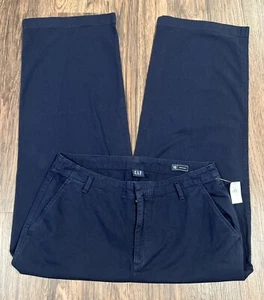 Gap Loose Khaki Chino Pants Women's Size 16 Navy High Rise Wide Leg Cotton - Picture 1 of 9