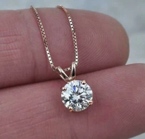 Women's Tester Passing Moissanite 6mm Solitaire Pendant 18" Necklace 925 Silver - Picture 1 of 7