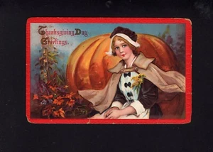 Artist Signed Frances Brundage Thanksgiving Day Greetings @ 1910 - Picture 1 of 2