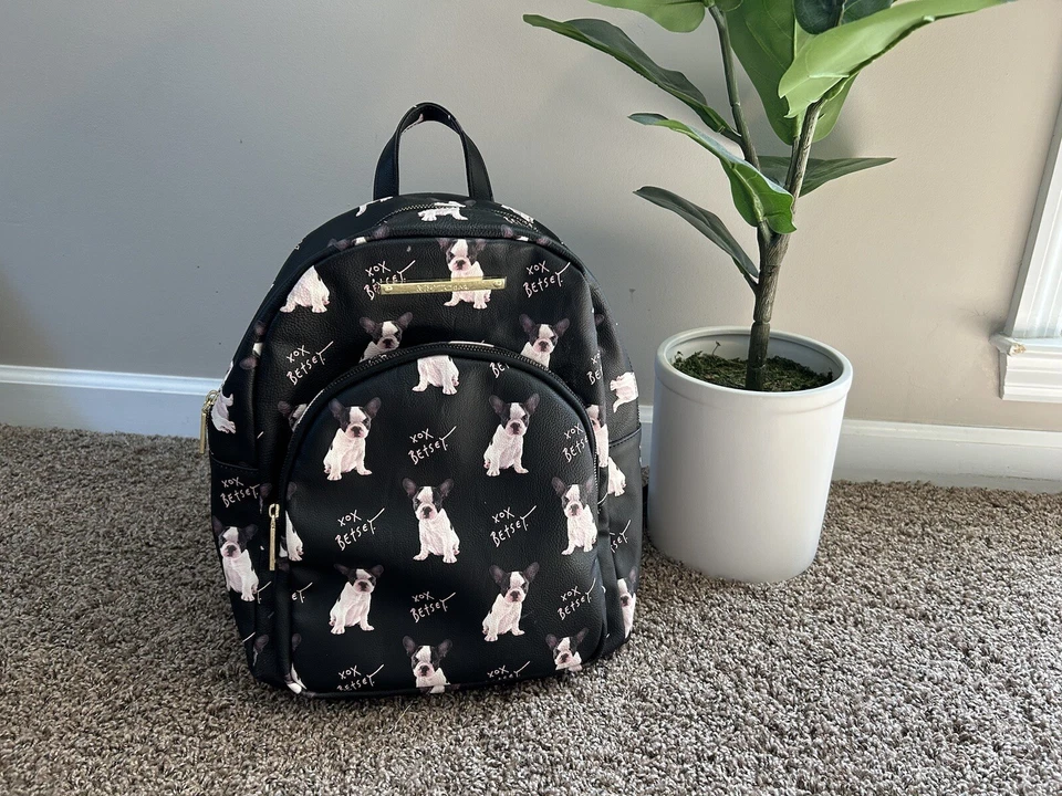 Betsey Johnson Black French Bulldog Backpack Dog Purse HTF Rare! Bag Puppy - Image 1 of 4