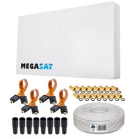 Megasat Quad H30 D4 SAT Flachantenne mit Fensterhalterung 3D 4 Teilnehmer HDTV