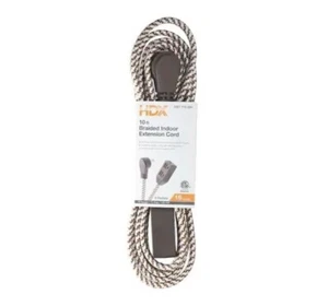Cable de extensión interior trenzado 10 pies 3 salidas cabeza plana 2 clavijas calibre 16 marrón - Imagen 1 de 3