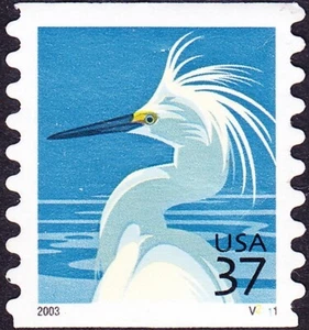 US Stamp Scott # 3829 Plate # V2111 Coil Single Used VF- 37 Cents Egret Issue - Picture 1 of 1