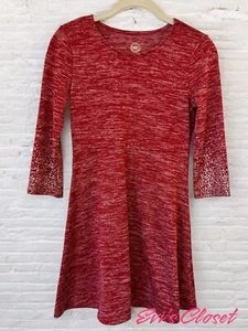 Wonder Nation Hacci Knit Red Dress Girls L 10/12 A Line Pullover Long Sleeves - Picture 1 of 8
