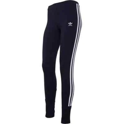 Adidas Orig 3 Stripe Tights - Womens Navy UK 8 - Run Gym Leggings - New - Image 1 of 4