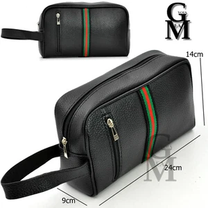 Pochette originale GM MODA strisce verdi uomo borsa mano pelle nero sport uomo - Imagen 1 de 22