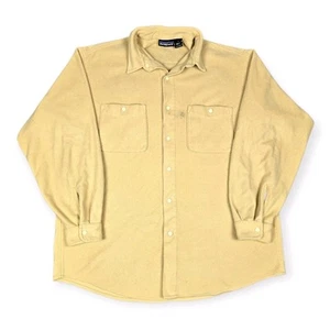Vintage 90s Patagonia Micro D Snap Fleece Shirt Button Up Mens L Yellow USA Made - Picture 1 of 9