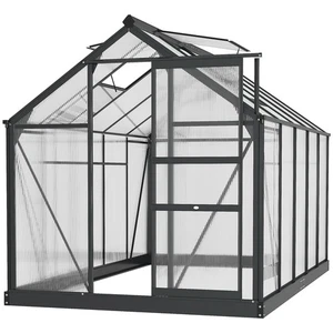 Outsunny 6x10ft Walk-In Polycarbonate Greenhouse Plant Grow Galvanized Aluminium - Picture 1 of 11
