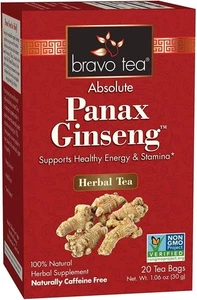 BRAVO TEAS - Absolute Panax Ginseng Herbel Tea - 20 Tea Bags - Picture 1 of 2