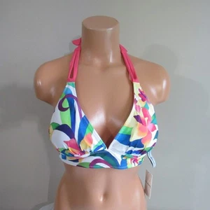 Tommy Bahama Tropical Blooms Rev Halter Cup Bra Swim Top White Multi S NWOT - Picture 1 of 5