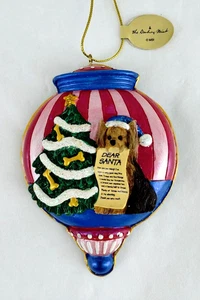Danbury Mint Yorkie Ornament - Flat Tear Drop Dear Santa Brief Baum Tasche mit Etikett - Bild 1 von 3