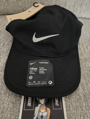 NWT Nike Dri-Fit Featherlight Running Hat Cap Black Adjustable Youth 739376-010 - Image 1 of 4