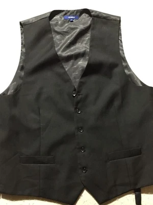 Gioberti Suit Vest Mens XL Black Button Up Pockets Lined - Image 1 of 4