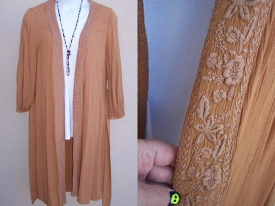 Soft Surroundings Camel Duster long cardigan size L FALL crinkle rayon topper  - Image 1 of 4