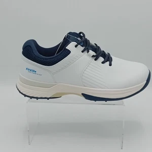 Fitville Golf Trainers UK 9.5 Mens White Blue Waterproof Lace Up New FLT20-DM - Picture 1 of 8