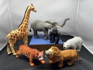 Learning Resources 5 Zoo Animals Lion Ape Tiger Giraffe & Elephant/ 1 Polar Bear - Picture 1 of 15