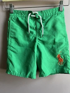 Ralph Lauren Polo Sanibel Big Pony Swim Trunk Green Orange Boys Size 7 - Picture 1 of 8