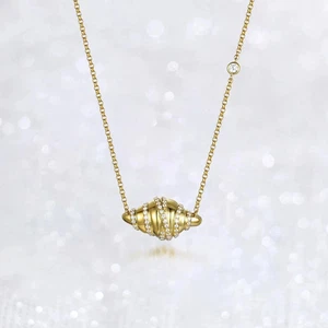 0.50 Ct Round Lab Created Diamond Croissant Shape Pendant 14K Yellow Gold Plated - Picture 1 of 3