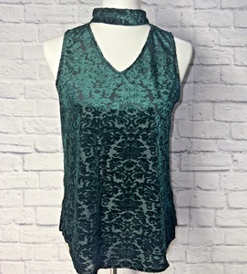 Blusa Top BCX Verde Sin Mangas Burnout Gargantilla Sin Mangas Terciopelo M Mediana Nueva sin Etiquetas - Imagen 1 de 7